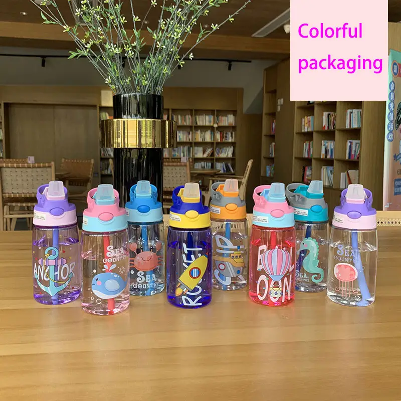 Plástico direto beber Cartoon Baby Feeding Leakproof gourde pour enfants crianças Crianças waterbottles Garrafas de água para a escola