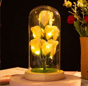 5 Kính mái vòm Hoa Hồng Đồ trang trí phát sáng bó hoa nhân tạo giáng sinh ngày Valentine Quà Tặng Xà phòng hoa sáng tạo nghệ thuật hoa - Product Image 1