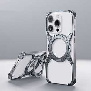 Étui de téléphone en alliage d'aluminium avec support magnétique rotatif à 360 degrés pour <span class=keywords><strong>iPhone</strong></span> <span class=keywords><strong>12</strong></span> 13 14 15 16 Pro Max, protection des quatre coins - Product Image 6