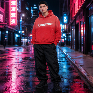 Sudadera con Capucha Extra Grande Personalizada para Hombre, 100% Algodón, Felpa Francesa, con Estampado y Bolsillo Delantero, Estilo Casual Urbano para Otoño - Product Image 1