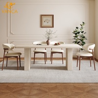 Table ronde beige nordique Wabi Sabi pour 6 personnes, confortable pour la maison, l'hôtel, l'appartement ou la villa, meubles de salle à manger