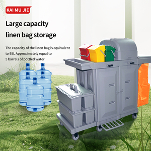 Chariot de nettoyage à 4 roues en plastique série YJ-01, sac à linge pour chambres d'hôtel, chariot utilitaire multifonctionnel à pousser à la main, capacité de 150 kg - Product Image 5
