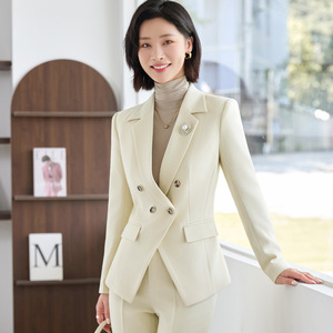 Giacca <span class=keywords><strong>abito</strong></span> <span class=keywords><strong>verde</strong></span> scuro tuta autunno doppiopetto da donna abbigliamento professionale di fascia alta Super bel tailleur da strada fritto. - Product Image 5