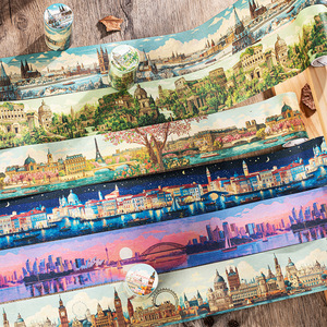 1 Rollo de Cinta Adhesiva Decorativa con Temática de Viajes, <span class=keywords><strong>Serie</strong></span> Viajero Europeo, Estilo Retro para Collage y Diario - Product Image 1