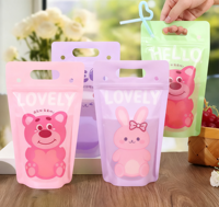 100 pièces sacs de boisson debout jetables pour animaux de compagnie biodégradables transparents avec zip-lock pour les boissons de sang de vampire de jus de fruits de bière