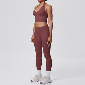 Ensemble de yoga personnalisé pour femmes, 5 pièces, respirant, grande taille, soutien-gorge push-up, legging de sport, tenue de fitness - Product Image 6