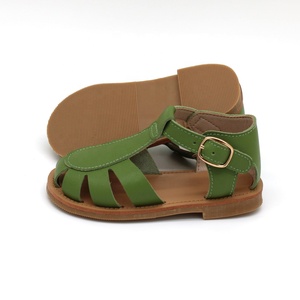 Sandales d'été en cuir vert pour enfants, personnalisées, pour petites filles, nouvelle collection - Product Image 1