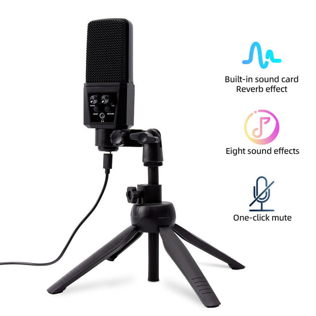 Professional Dedicated Condenser Microphone Built-in Sound Card USB Plug Studio Use Mobile Anchor Live TIKTOK Recording Singing