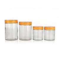 Jarra de plástico con tapa de bambú para alimentos, bote de vidrio de cara recta, con diferentes tamaños, 30ml-1000ml
