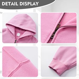 Keepsowing Women's Boxed <b>Zip</b> <b>Up</b> Hoodie Oversized <b>Cropped</b> Fleece Sweatshirt Streetwear Style - Product Image 6