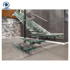 PRIMA spiral staircase Fire Retardant Straight Staircase Individual Design Glass Treads all glass stairs
