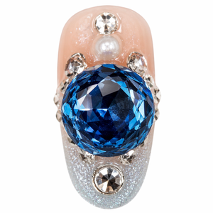 Uñas Postizas con Degradado Azul y Pedrería, Forma Almendrada, Cobertura Total, para Salón o Fiestas - Product Image 4