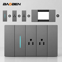 Prise murale modulaire BAOBEN pour PC, panneau gris, prise américaine, USB type C, charge, combinaison personnalisée, prise murale électrique