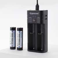 Cargador de batería de iones de litio Keeppower K2 de 2 ranuras para 18650/21700/26650 celdas QC3.0 carga rápida de alta velocidad 20W salida Universal
