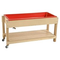 Table de jeu sensoriel moderne Montessori en bois minimaliste mobile à double niveau pour l'eau et le sable, idéale pour la maternelle et la préscolaire