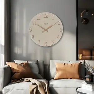 Stile costiero 14 "orologio al quarzo Beige minimalista su misura mediterraneo casa soggiorno Hotel tema circolare ferro metallo Horloge