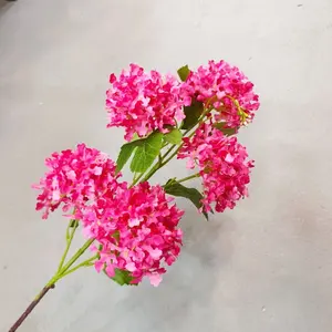 Fleurs en soie artificielles <span class=keywords><strong>pas</strong></span> chères, blanches, pour mariage et Noël, décoration pour la fête des mères, hydrangea boule de neige de haute qualité à 5 têtes - Product Image 1