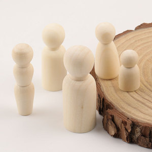 Ensemble de figurines en bois, 40 pièces, couleur naturelle, polies, pour bricolage, artisanat, peinture pour enfants, jouet en boîte - Product Image 2