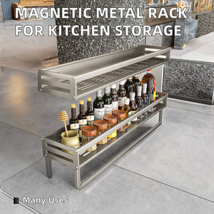 Metal Double-Tier Casual Adjustable Waterproof Multifunction Wall-Mounted Folding <b>Rack</b> Organizer <b>Kitchen</b> Refrigerator <b>Storage</b> - Product Image 2