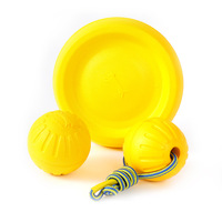 Jouets pour chiens en mousse EVA durables et écologiques - Saveur poulet, balles d'entraînement, anneaux à tirer et frisbees