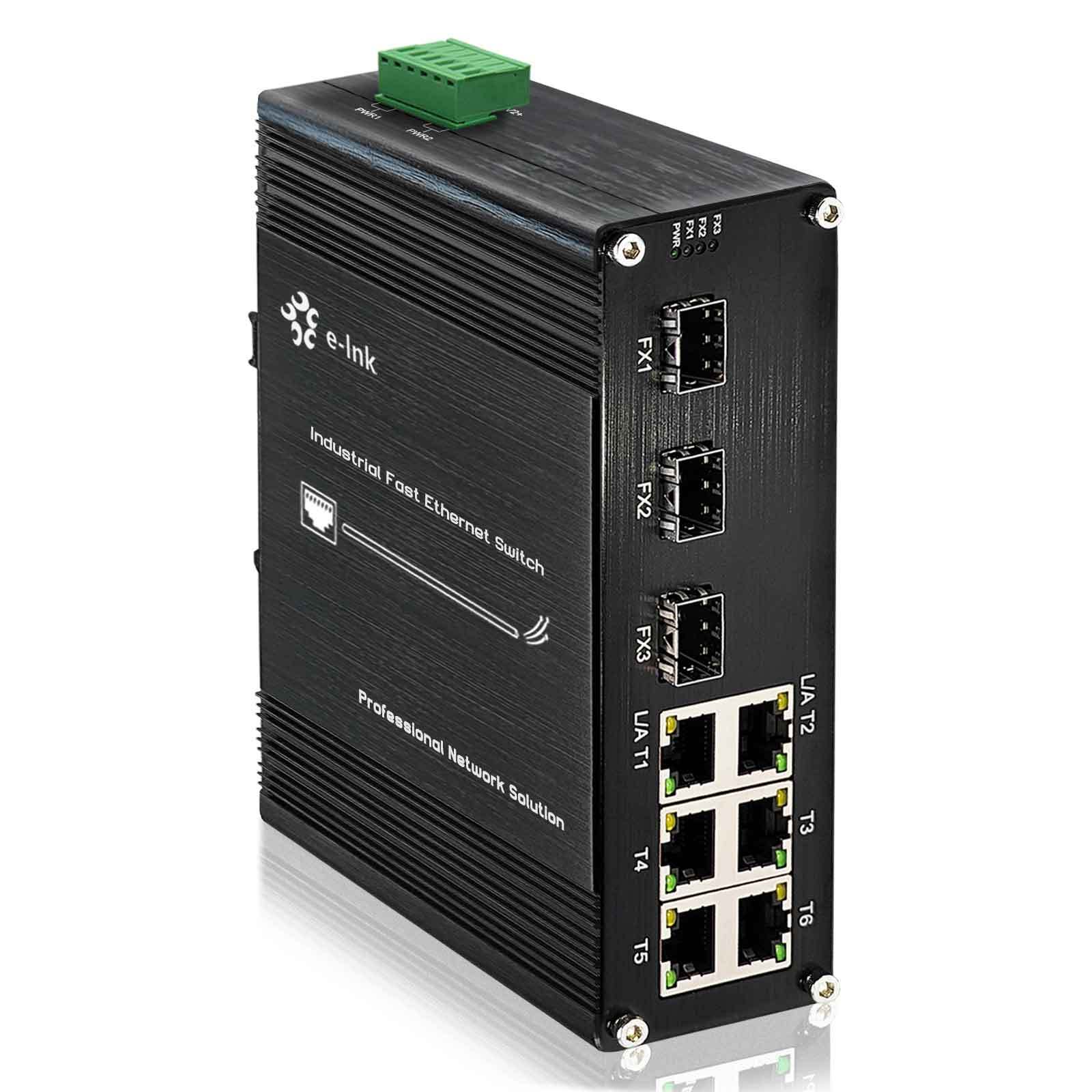 Fast Ethernet Fiber Extension Industrial Switch Supports up to 20km Over Single/Multi-mode Fiber 6+3 Ports Supports SC/FC/ST/SFP