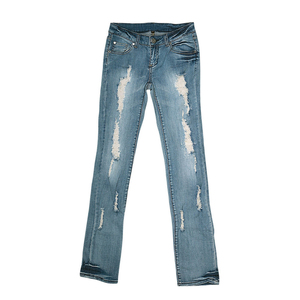 Jean slim déchiré pour femme, coupe ajustée, taille haute, extensible, nouveau style, qualité supérieure, décontracté, tendance, longueur complète - Product Image 3