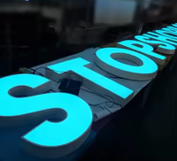 Letras de Canal 3D de Acrílico Brillante con Retroiluminación Blanca, Letrero LED Personalizado, Resistente al Agua para Exteriores, Venta Caliente de Fábrica