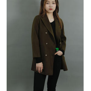 Venta caliente señoras lana Cachemira mezclada tela de doble cara puntada a mano chaqueta de longitud media - Product Image 3