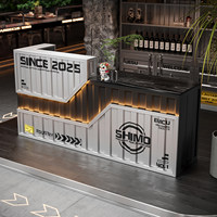 Comptoir de bar de style industriel, comptoir de caisse, comptoir de magasin, comptoir de café, comptoir de club moto, comptoir d'accueil commercial créatif en fer forgé
