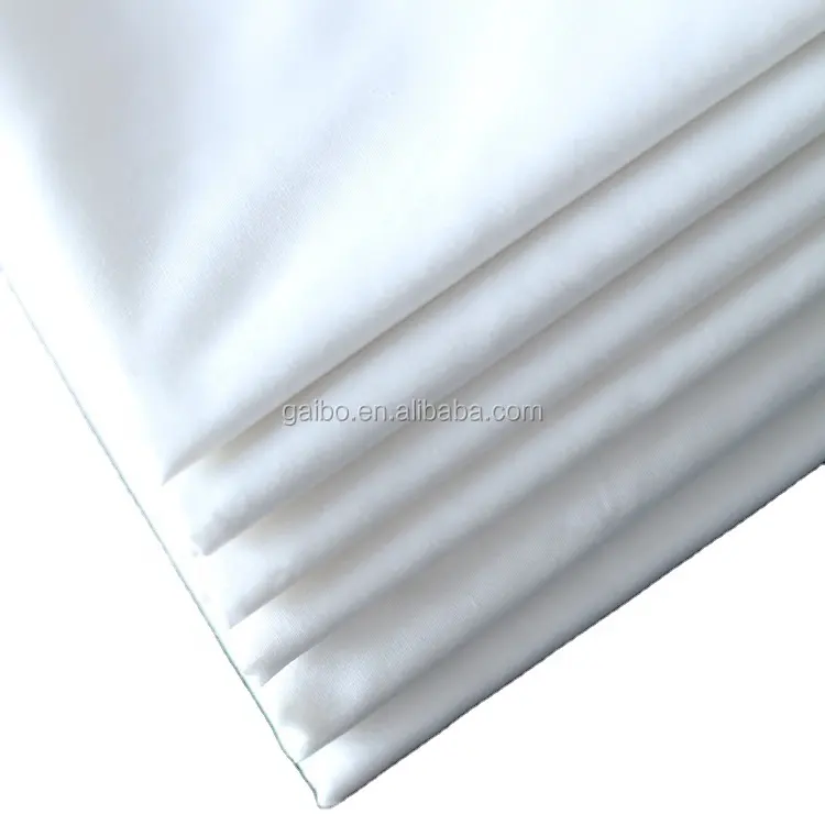 80%poly 20%cotton woven fabric plain Fabric white color/80 polyester 20 cotton fabric shirts