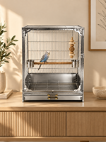 Cage à oiseaux en acier inoxydable 304 pour intérieur avec porte de nourrissage verrouillable et plateau amovible