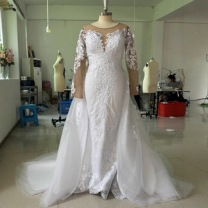 Vestidos de Novia Sirena Blancos/Marfil 2022, Elegantes Vestidos de Novia con Apliques de Encaje de Lujo, <span class=keywords><strong>Vestido</strong></span> de Novia Elegante para Mujer - Product Image 2