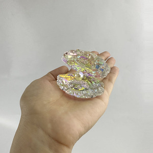 Ab Crystal Glass Shell with Pearl Figurine Ornament MH-D0463