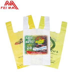 カスタムロゴ印刷入り<span class=keywords><strong>HDPE</strong></span> LDPEハンドバッグ、スーパーマーケットTシャツ型ショッピングバッグ、堆肥化可能な食料品袋、単層プラスチックバッグ - Product Image 3