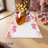 Carte pop-up 3D personnalisée pour couple de chiens, imprimée offset, artisanat en papier fait main, thème amour, Saint-Valentin, Thanksgiving, Fête des Mères