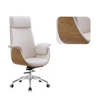 Chaise de bureau de direction ergonomique avec hauteur réglable et design moderne de fauteuil en cuir véritable pour petit bureau à domicile