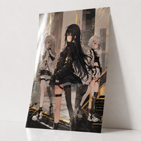 Affiches d'art numérique anime sur mesure en or rose/cuivre, impression sur feuille de précision, pelliculage brillant, petite tirée, pour convention d'artistes