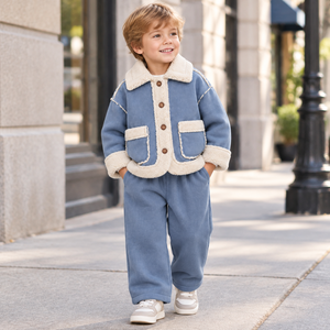 Vêtements pour enfants, veste en polaire pour garçons pour l'hiver, manteau en polaire à boutons pour enfants de petite et moyenne taille - Product Image 4