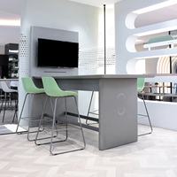 Table de bar de bureau intelligente en acier avec écran intégré, prises de courant intégrées, design écologique pour les hôtels d'affaires modernes et les appartements