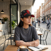 Casquette de baseball en coton Oxford Dobby de qualité supérieure avec broderie 3D de lettres gothiques et design textuel Haïti, couleur contrastante, pour sport en extérieur