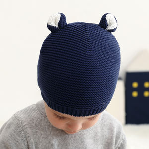 Gorro de algodón tejido para bebé, gorro con orejas de Animal, Color liso, 2020, OEM, 100% - Product Image 5