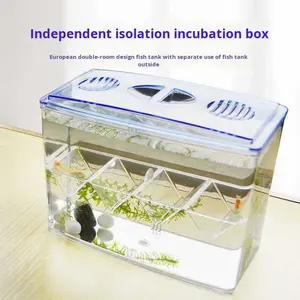Caja de cría de peces de plástico transparente de <span class=keywords><strong>doble</strong></span> capa, fácil instalación, criadero de acuario cuadrado, alevín Betta Guppy ecológico - Product Image 4