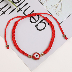 สร้อยข้อมือเชือกถักสีแดงดำชุบทอง 18K พร้อมตาปีศาจสีฟ้านำโชค ปรับขนาดได้ สำหรับผู้หญิงและผู้ชาย - Product Image 2