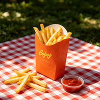 Boîtes d'emballage pour frites de restauration rapide APP, supports en papier jetables personnalisés avec impression orange pour frites