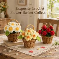 Panier mini tournesol en laine crochetée à la main, décoration de pot artificielle, cadeau d'entreprise pour les fêtes, pièce de présentation pour stand