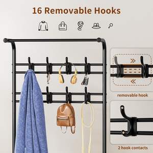 حامل معاطف من الخيزران من HOMIDEC بطول 182 سم مع مقعد للأحذية وخطافات قابلة للإزالة وقضيب تعليق للممرات والمداخل والمساحات الصغيرة بلون بني ريفي - Product Image 6