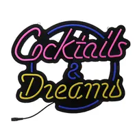 Insegna al neon Dropshipping cocktail e sogni insegna al neon a Led per la pubblicità del negozio di bar
