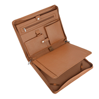 Carpeta de cuero de lujo para Portafolio, organizador de negocios personalizado de cuero PU, color marrón y negro