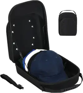 帽子旅行箱带盖箱盖行李箱，棒球帽耐用储物袋，6顶帽子的帽子收纳器支架