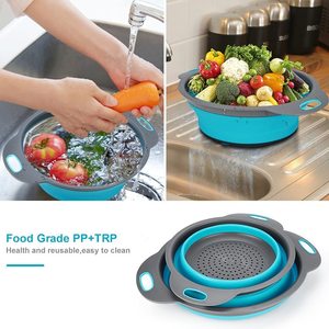 Escorredores de Alimentos Resistentes ao Calor e Coadores Laváveis na Máquina de Lavar Louça, Escorredor de <span class=keywords><strong>Silicone</strong></span> Colapsável com Cabos de Plástico - Product Image 5